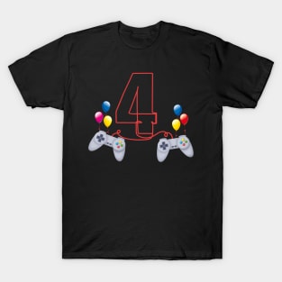 4th Birthday Boy Toddlers Video Gamer Store T-Shirt